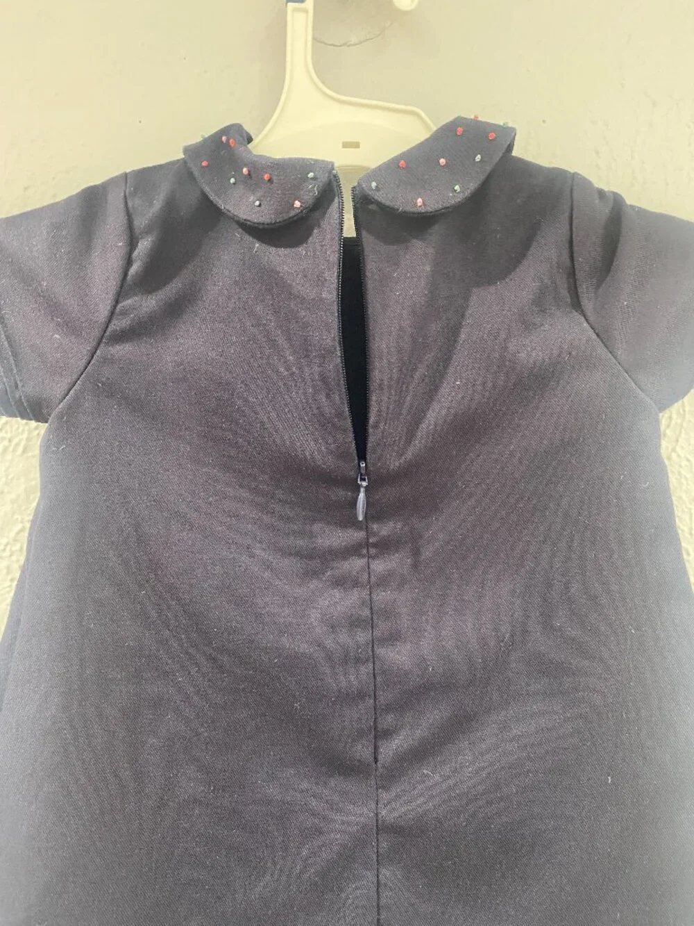 Luli & Me, baby girl's size 18M, navy short sleeve confetti A-line, lined dress.